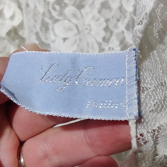 Vintage Women's Sz M Lady Cameo Ivory Lace Bed Jacket Short Robe Ruffle Trim - Picture 4 of 7